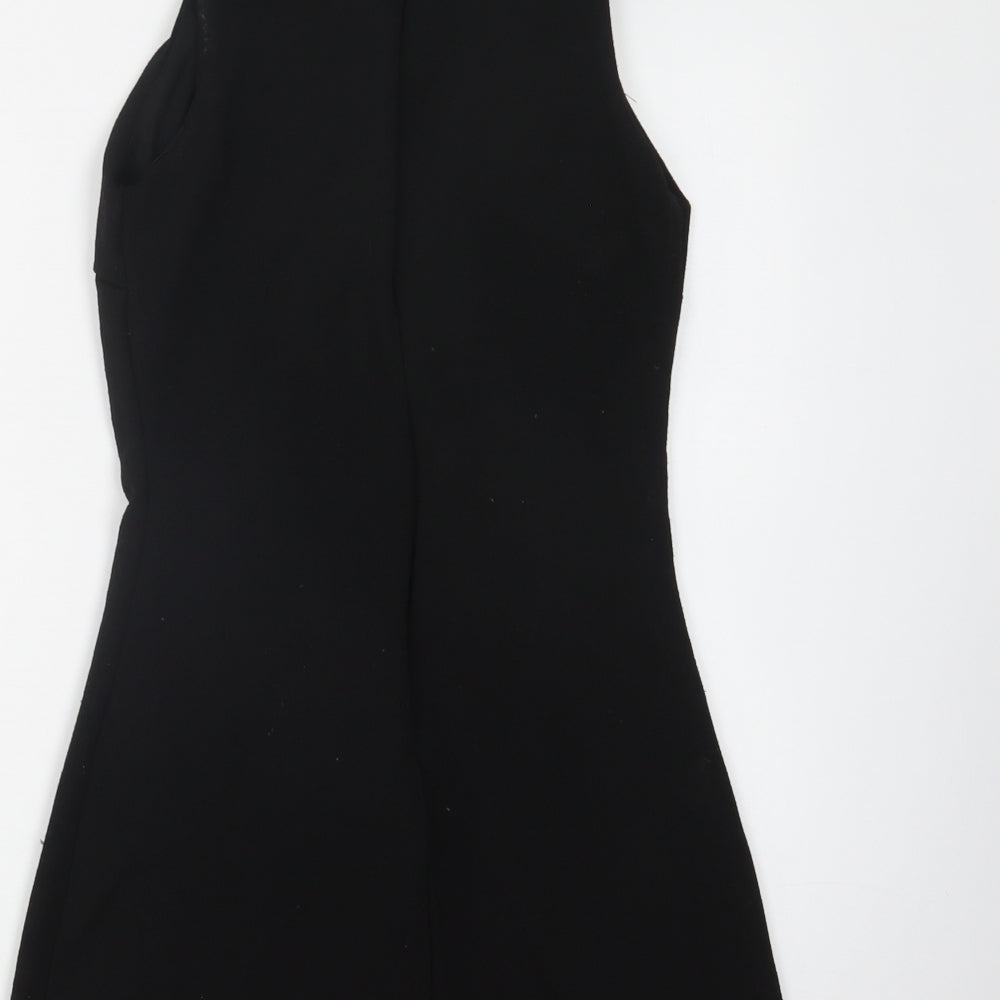 Boohoo Womens Black  Polyester Shift  Size 6  Mock Neck Zip