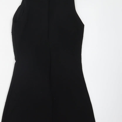 Boohoo Womens Black  Polyester Shift  Size 6  Mock Neck Zip