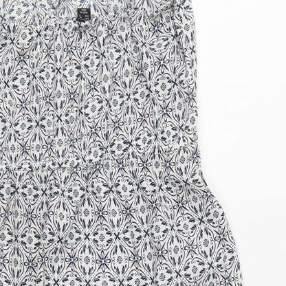 Primark Womens Blue Geometric Polyester Tank Dress  Size 6  Square Neck Drawstring