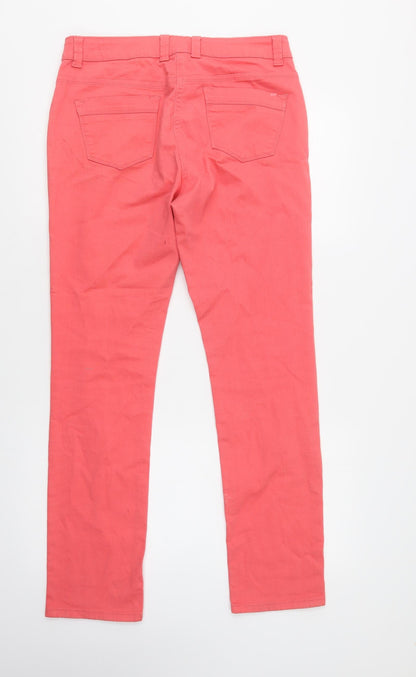 BHS Womens Pink  Cotton Skinny Jeans Size 12 L31 in Regular Button