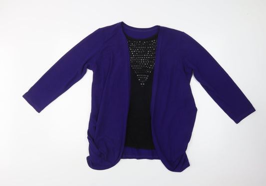 Womens UK Size L Preworn Purple Cardigan Jumper