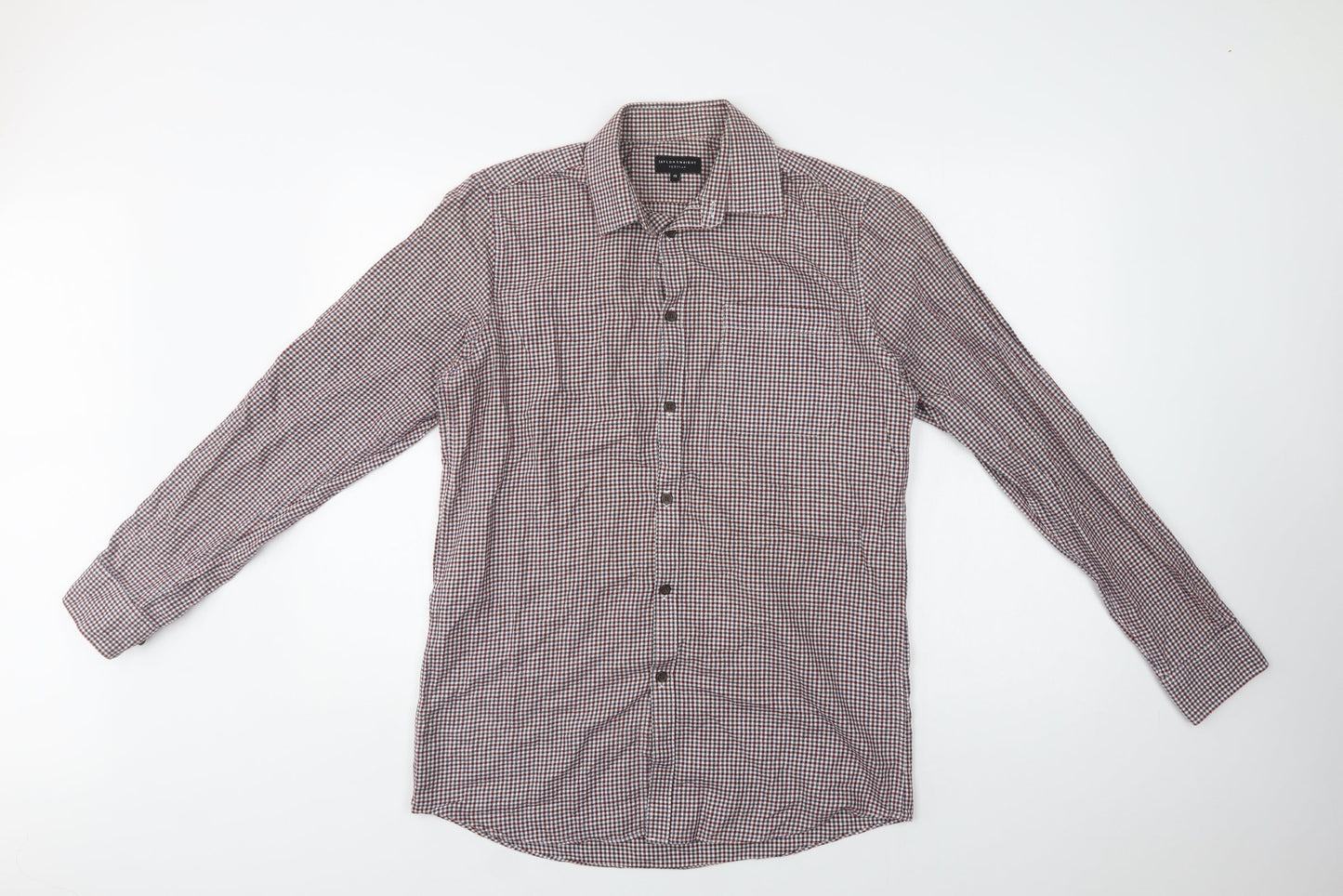 Mens UK Size 15 Matalan Red  Button-Up Long Sleeve Casual Shirt