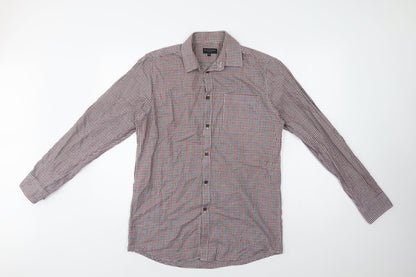 Mens UK Size 15 Matalan Red  Button-Up Long Sleeve Casual Shirt