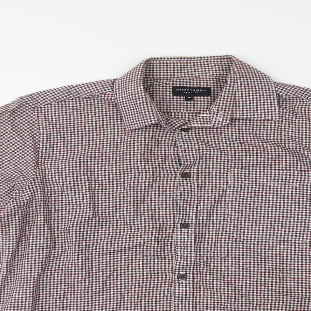 Mens UK Size 15 Matalan Red  Button-Up Long Sleeve Casual Shirt