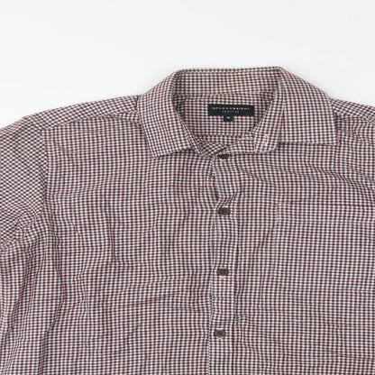 Mens UK Size 15 Matalan Red  Button-Up Long Sleeve Casual Shirt