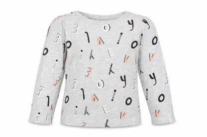 Front view of George girls’ grey geometric cotton basic blouse, size 4-5, years crew neck