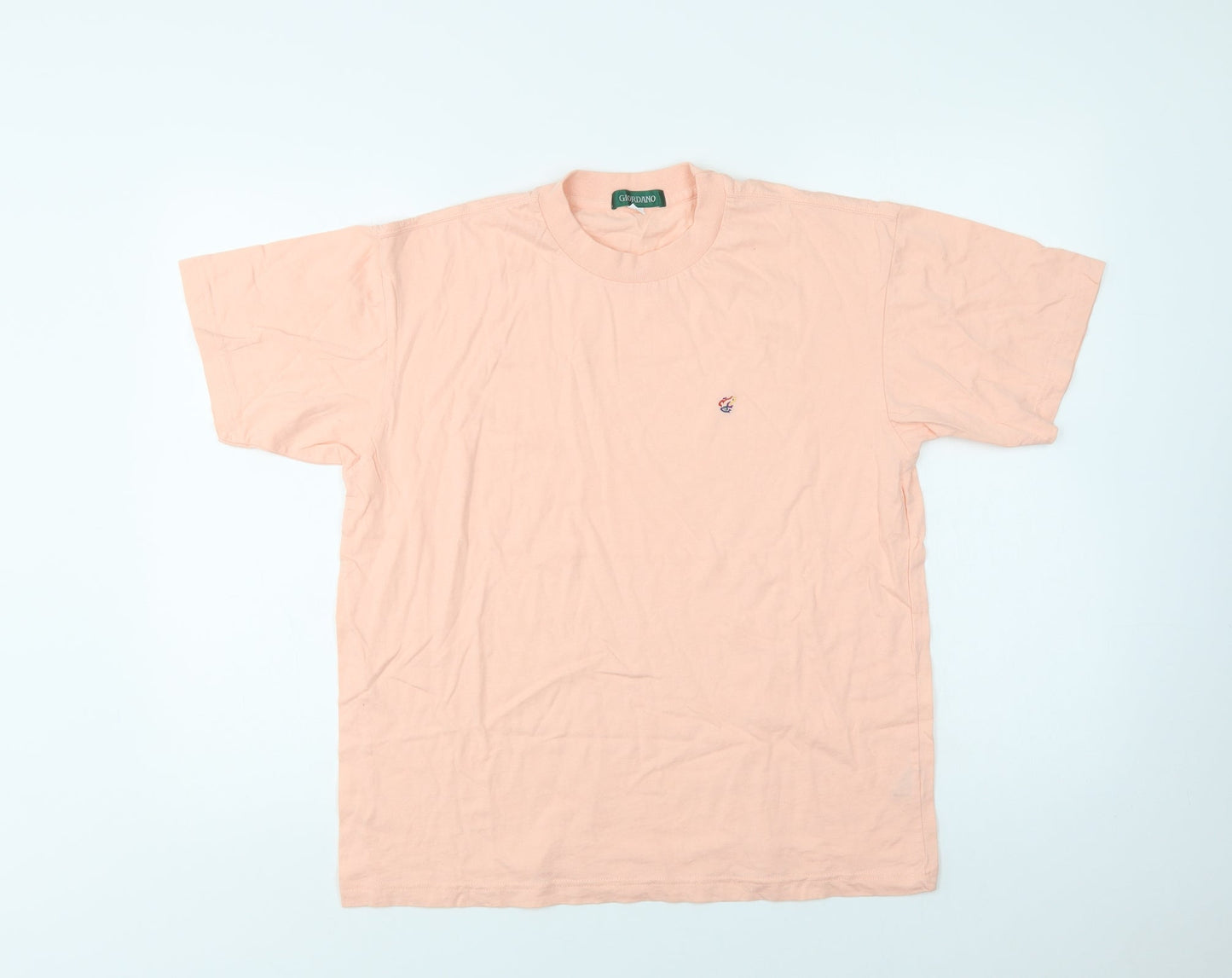 Giordano Mens Pink  Cotton  T-Shirt Size S Crew Neck
