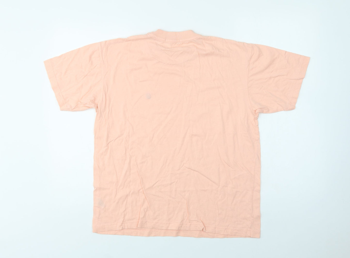 Giordano Mens Pink  Cotton  T-Shirt Size S Crew Neck