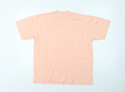 Giordano Mens Pink  Cotton  T-Shirt Size S Crew Neck