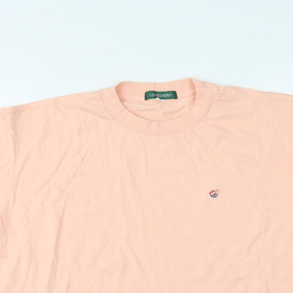 Giordano Mens Pink  Cotton  T-Shirt Size S Crew Neck