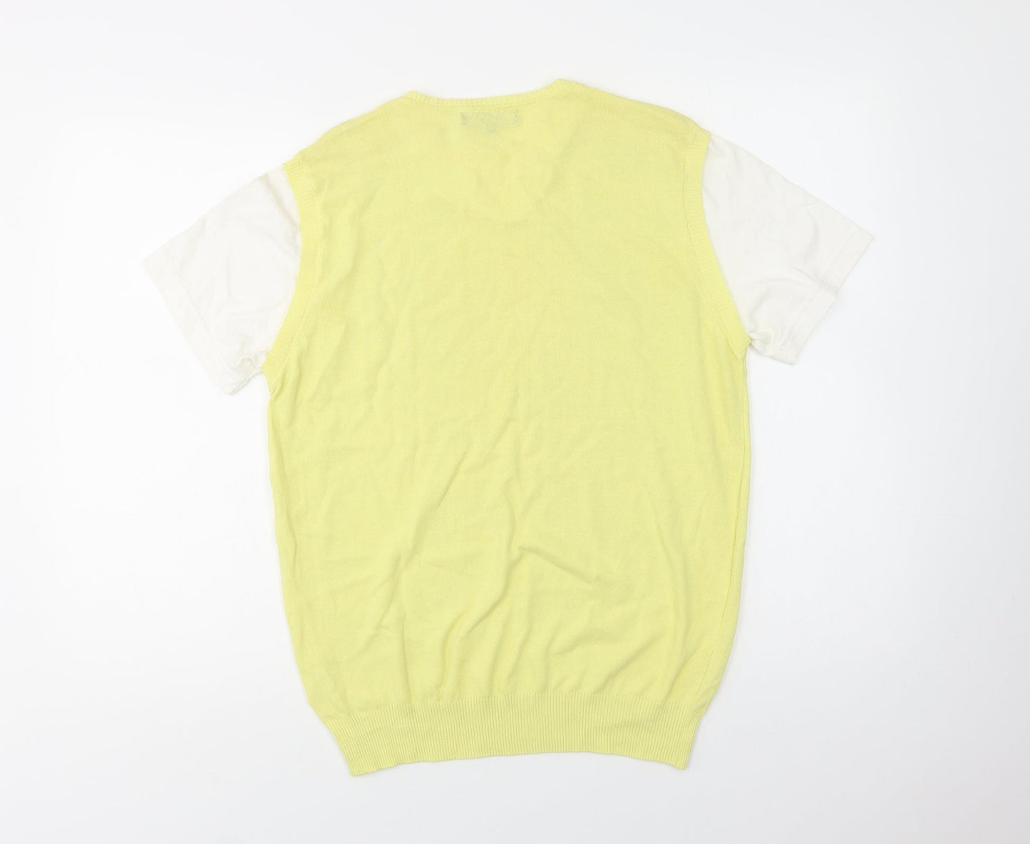 Daniele Fiesoli Womens Yellow Crew Neck  Cotton Pullover Jumper Size L