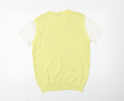 Daniele Fiesoli Womens Yellow Crew Neck  Cotton Pullover Jumper Size L