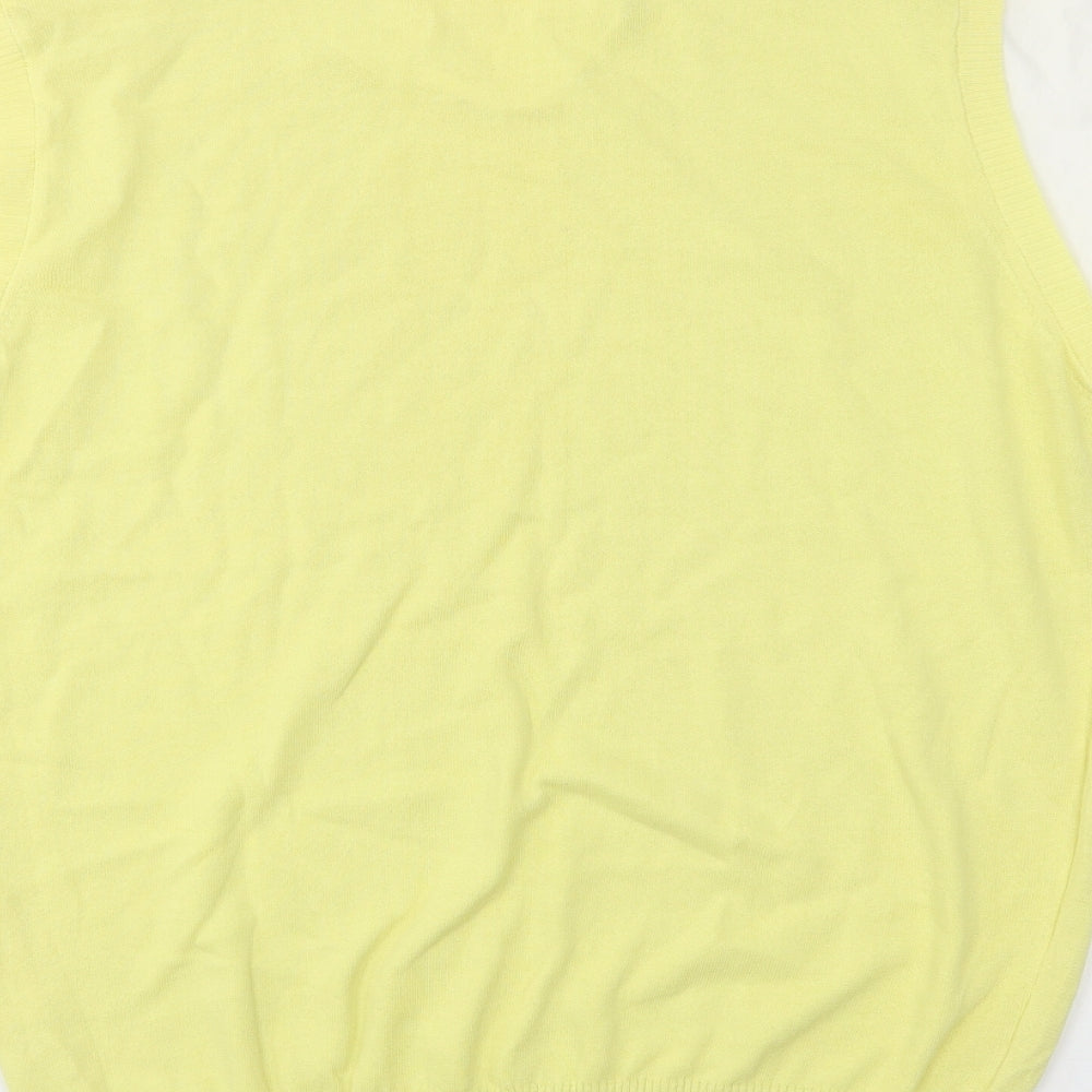 Daniele Fiesoli Womens Yellow Crew Neck  Cotton Pullover Jumper Size L