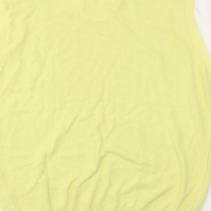 Daniele Fiesoli Womens Yellow Crew Neck  Cotton Pullover Jumper Size L