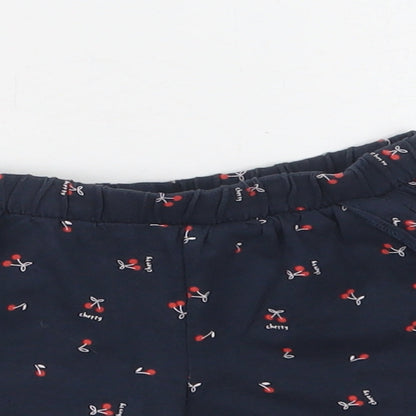 Mothercare Girls Blue Geometric Cotton Bermuda Shorts Size 4-5 Years  Regular  - Cherry Print