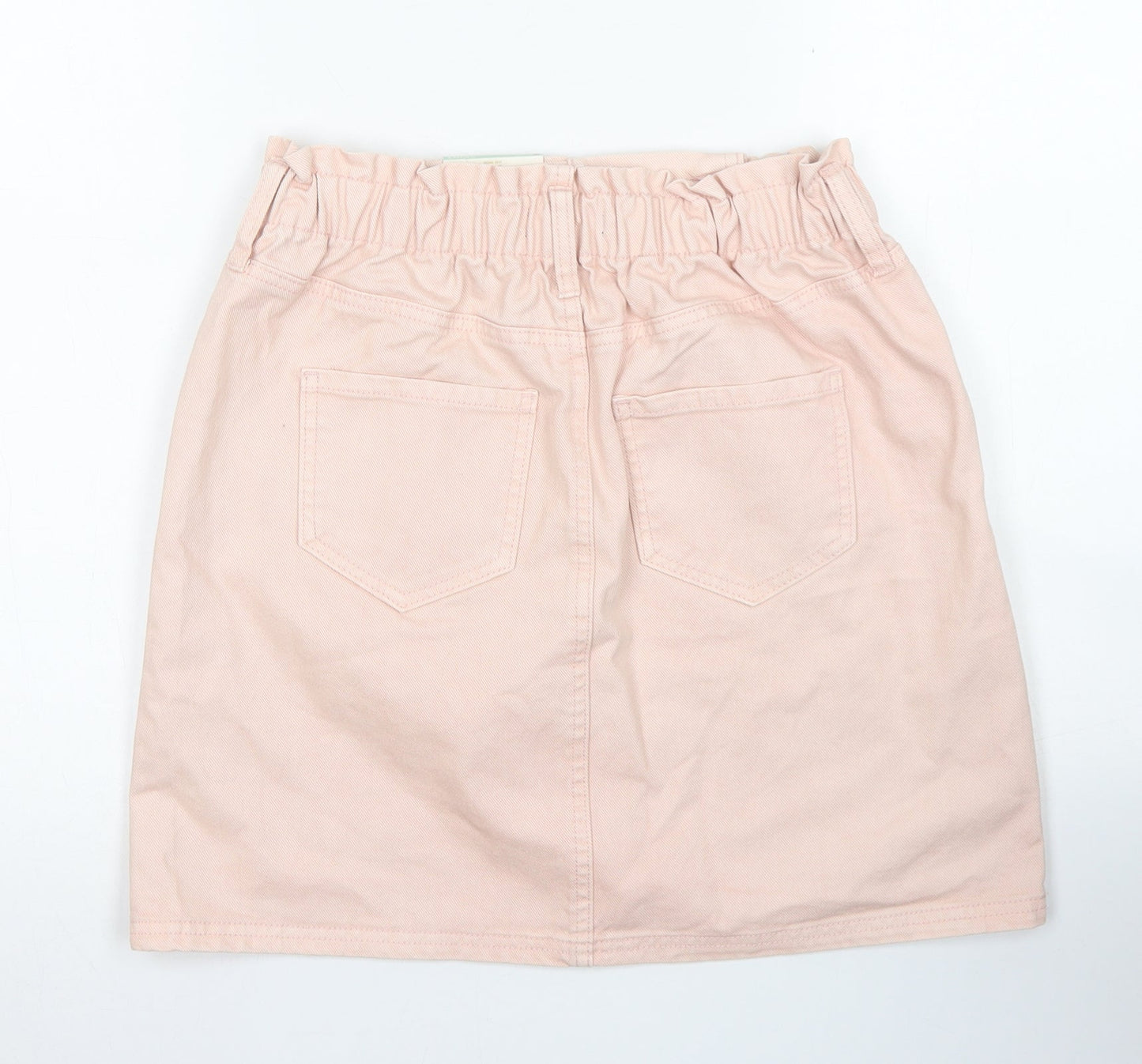 F&F Womens Pink  Cotton A-Line Skirt Size 8   Button - Paper Bag Waist