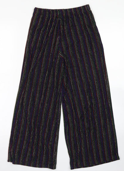 Primark Womens Black Striped Nylon Dress Pants Trousers Size 4 L21 in Regular
