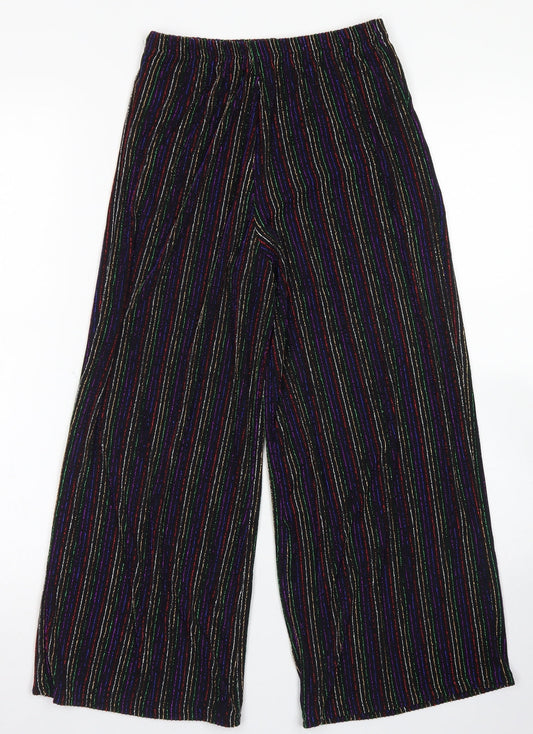 Primark Womens Black Striped Nylon Dress Pants Trousers Size 4 L21 in Regular