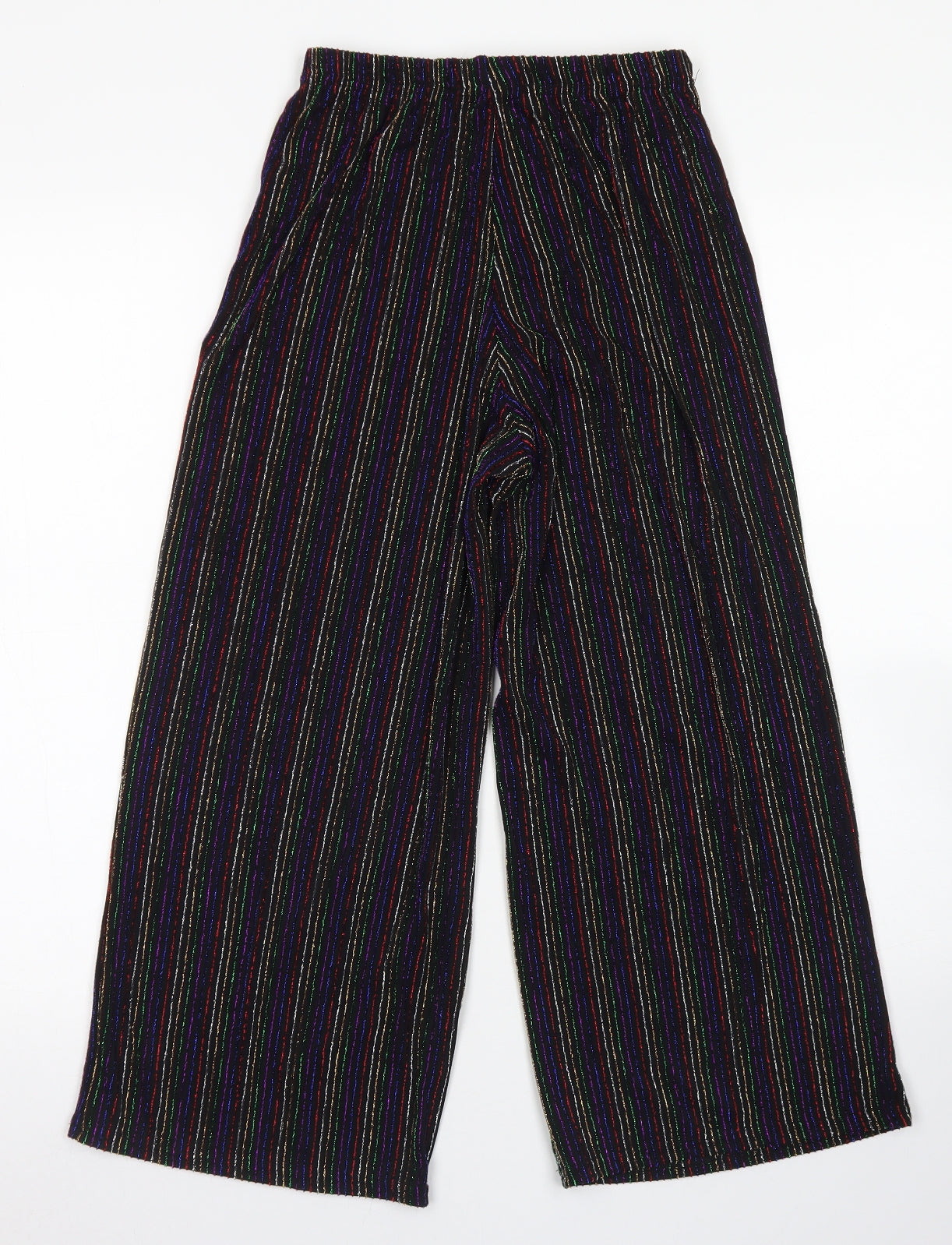 Primark Womens Black Striped Nylon Dress Pants Trousers Size 4 L21 in Regular
