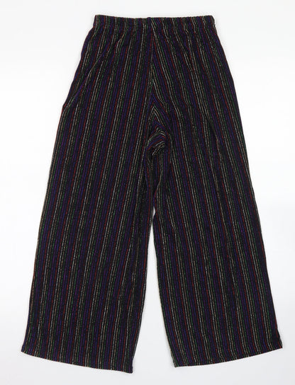 Primark Womens Black Striped Nylon Dress Pants Trousers Size 4 L21 in Regular