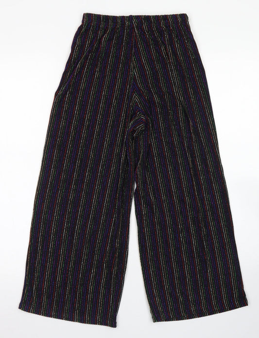 Primark Womens Black Striped Nylon Dress Pants Trousers Size 4 L21 in Regular