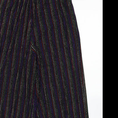 Primark Womens Black Striped Nylon Dress Pants Trousers Size 4 L21 in Regular