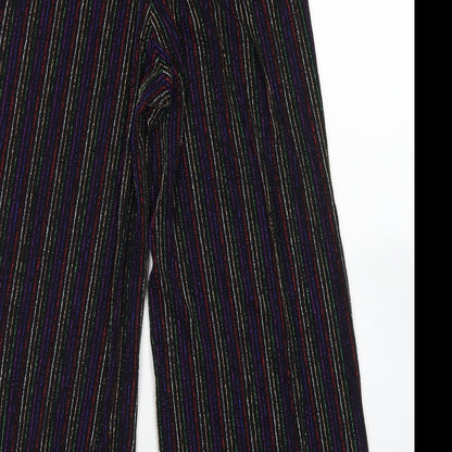 Primark Womens Black Striped Nylon Dress Pants Trousers Size 4 L21 in Regular