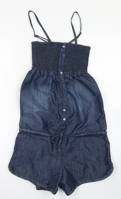 Denim Co Womens Blue  Cotton Playsuit One-Piece Size 8