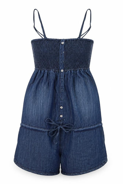 Womens UK Size 8 Denim Co One-Piece Blue Playsuit