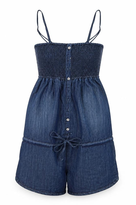 Womens UK Size 8 Denim Co One-Piece Blue Playsuit