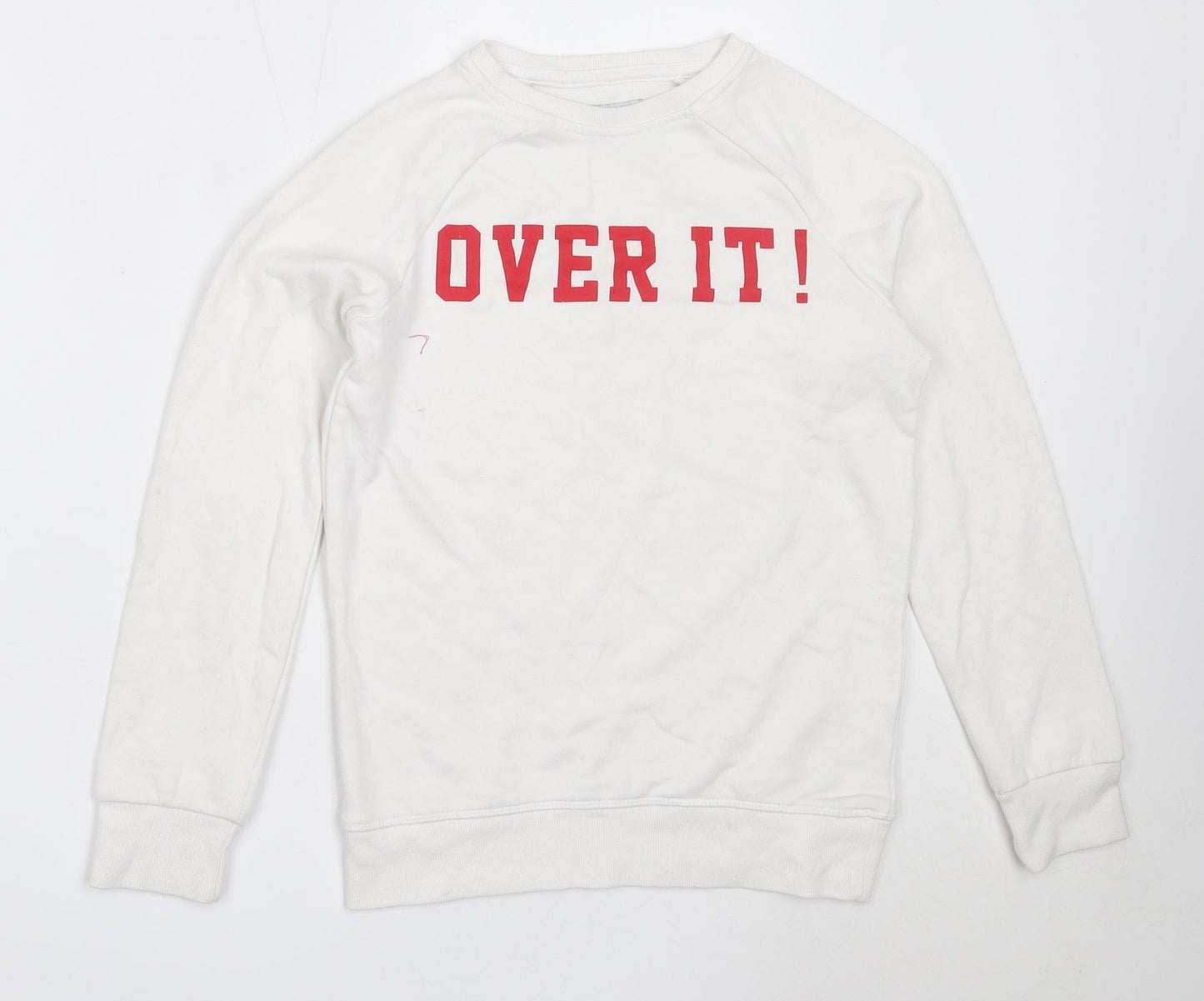 Primark Girls White  Cotton Pullover Sweatshirt Size 12-13 Years