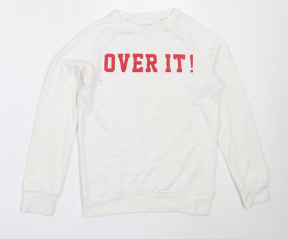 Primark Girls White  Cotton Pullover Sweatshirt Size 12-13 Years