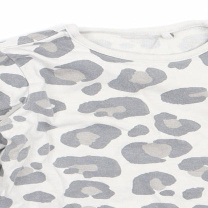 TU Girls Grey Animal Print Cotton Basic T-Shirt Size 6-9 Months Round Neck