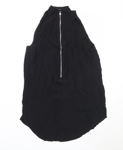 New Look Womens Black  Viscose Basic Blouse Size 10 Round Neck