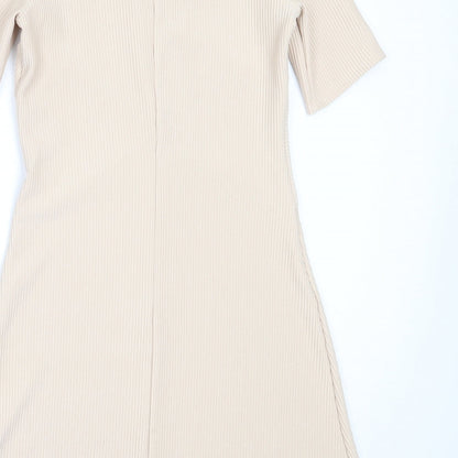 Miss Selfridge Womens Beige  Polyester Fit & Flare  Size 8  High Neck