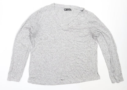 Avenue Womens Grey V-Neck  Viscose Pullover Jumper Size 12