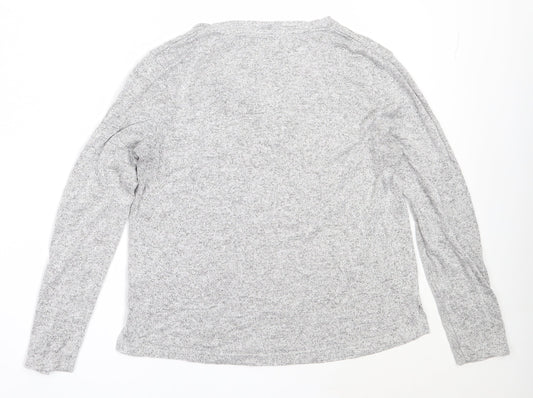 Avenue Womens Grey V-Neck  Viscose Pullover Jumper Size 12