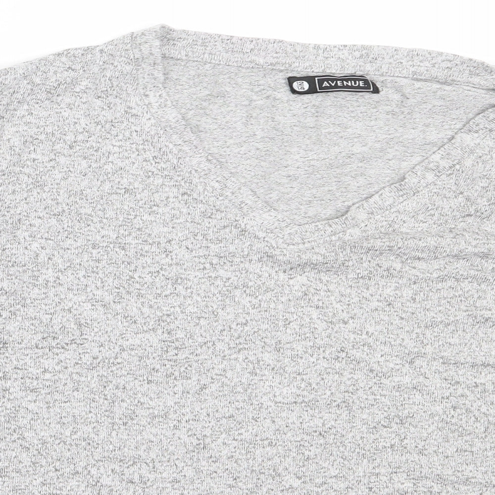 Avenue Womens Grey V-Neck  Viscose Pullover Jumper Size 12