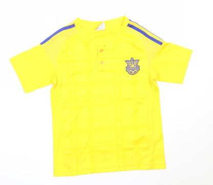 Ykpaiha Boys Yellow  Polyester Jersey T-Shirt Size XS Round Neck