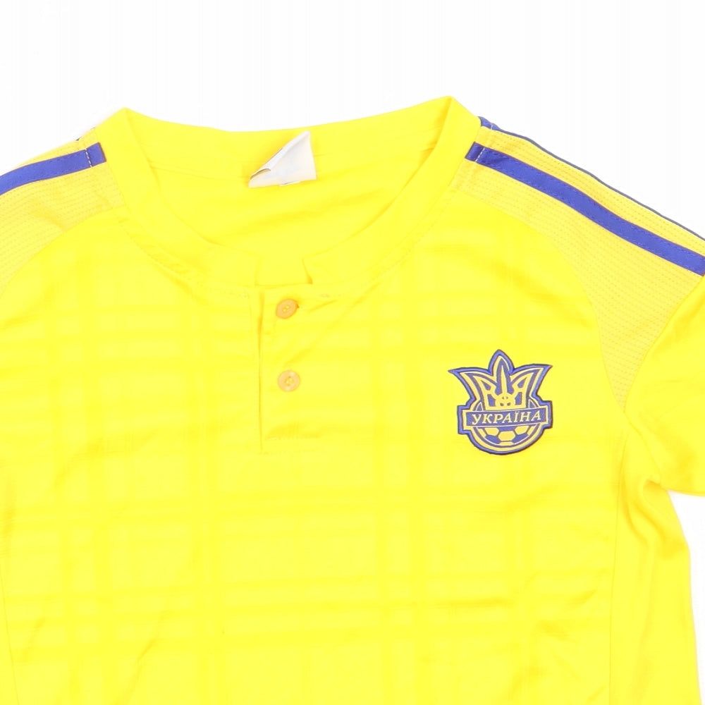 Ykpaiha Boys Yellow  Polyester Jersey T-Shirt Size XS Round Neck