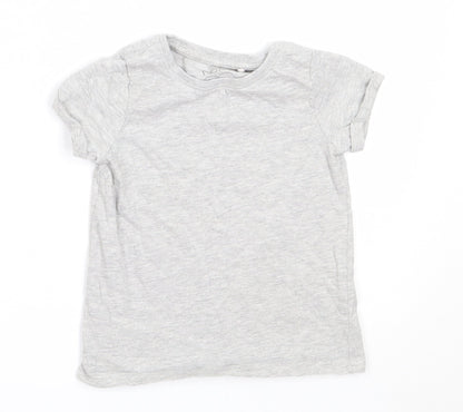 NEXT Girls Grey  Cotton Basic T-Shirt Size 4 Years Round Neck