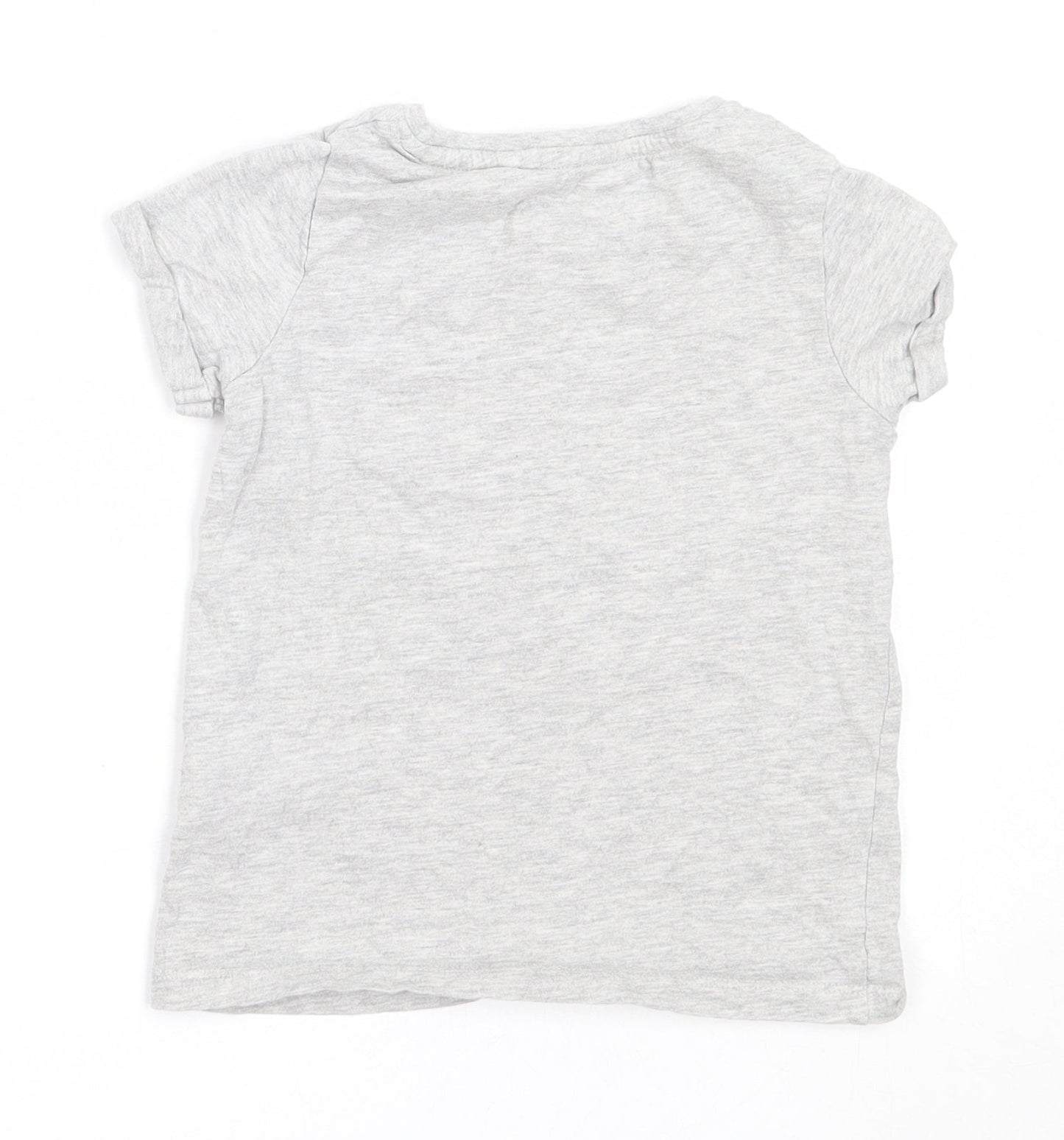 NEXT Girls Grey  Cotton Basic T-Shirt Size 4 Years Round Neck
