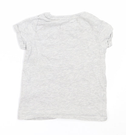 NEXT Girls Grey  Cotton Basic T-Shirt Size 4 Years Round Neck