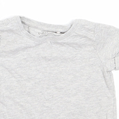 NEXT Girls Grey  Cotton Basic T-Shirt Size 4 Years Round Neck
