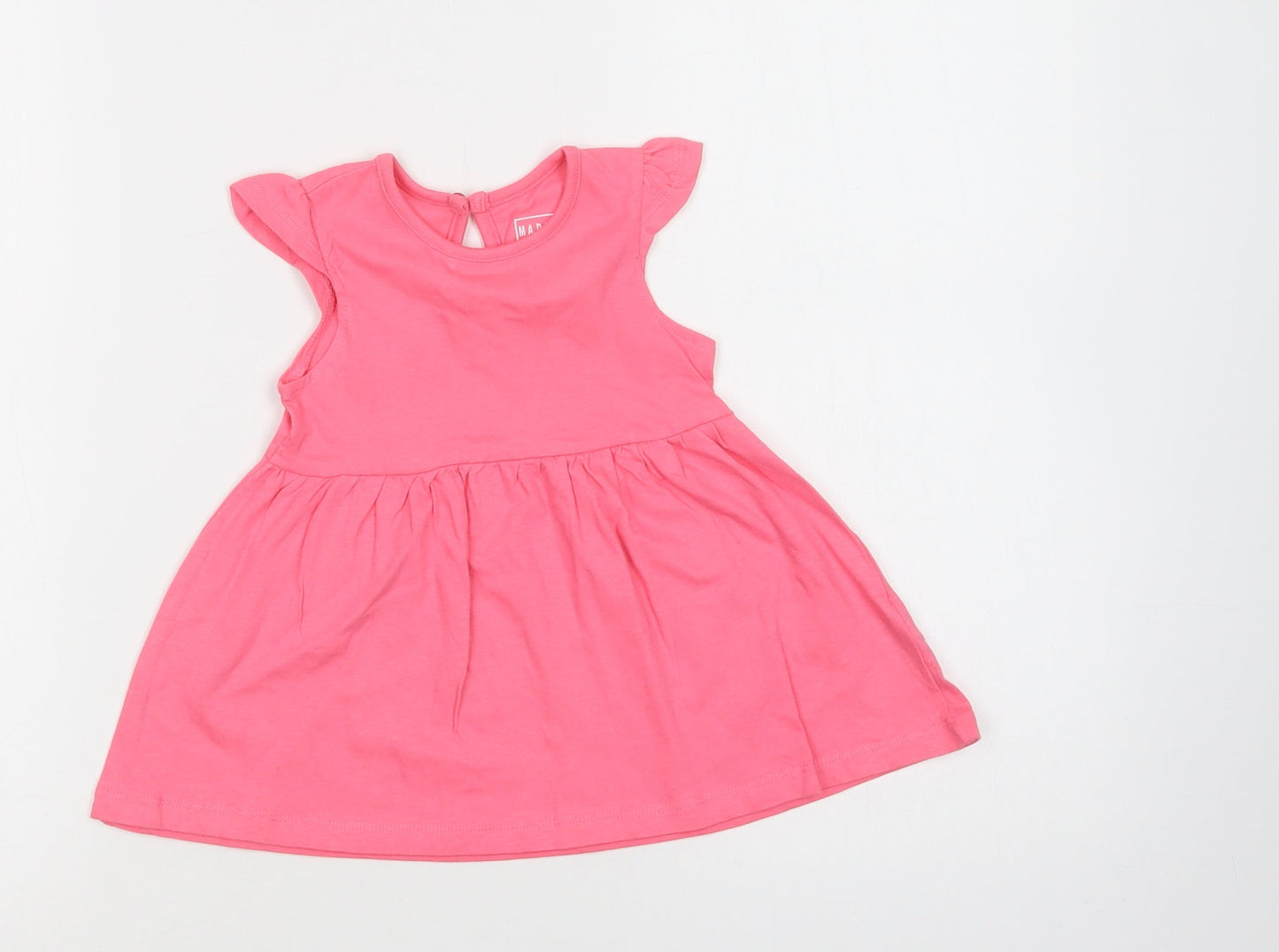 Primark Baby Pink  Cotton A-Line  Size 6-9 Months  Crew Neck Button