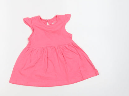 Primark Baby Pink  Cotton A-Line  Size 6-9 Months  Crew Neck Button