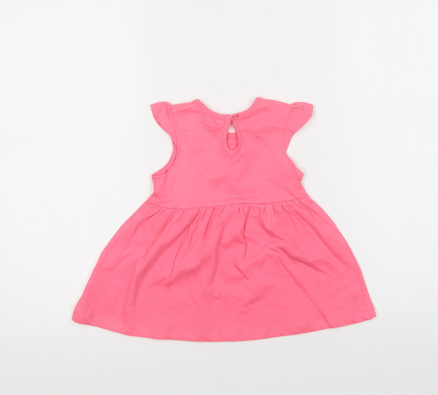 Primark Baby Pink  Cotton A-Line  Size 6-9 Months  Crew Neck Button