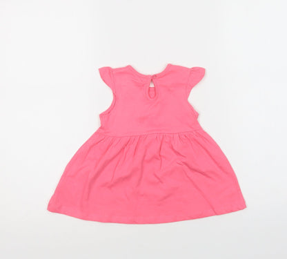 Primark Baby Pink  Cotton A-Line  Size 6-9 Months  Crew Neck Button