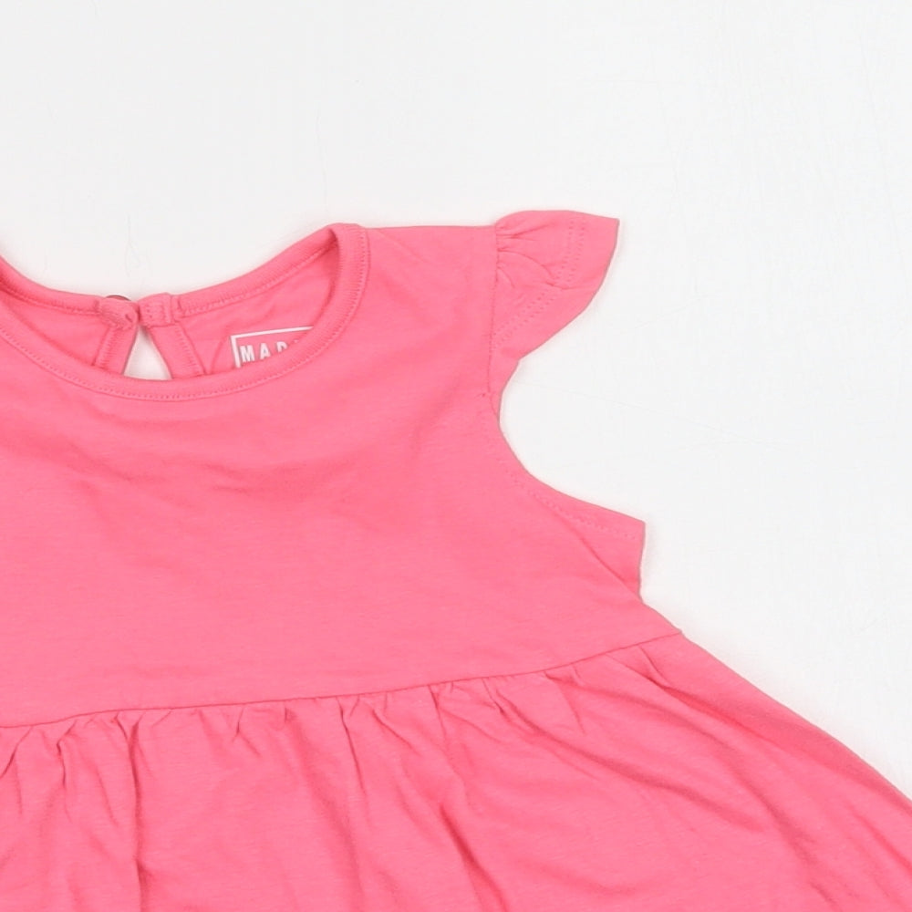 Primark Baby Pink  Cotton A-Line  Size 6-9 Months  Crew Neck Button