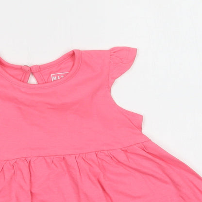 Primark Baby Pink  Cotton A-Line  Size 6-9 Months  Crew Neck Button